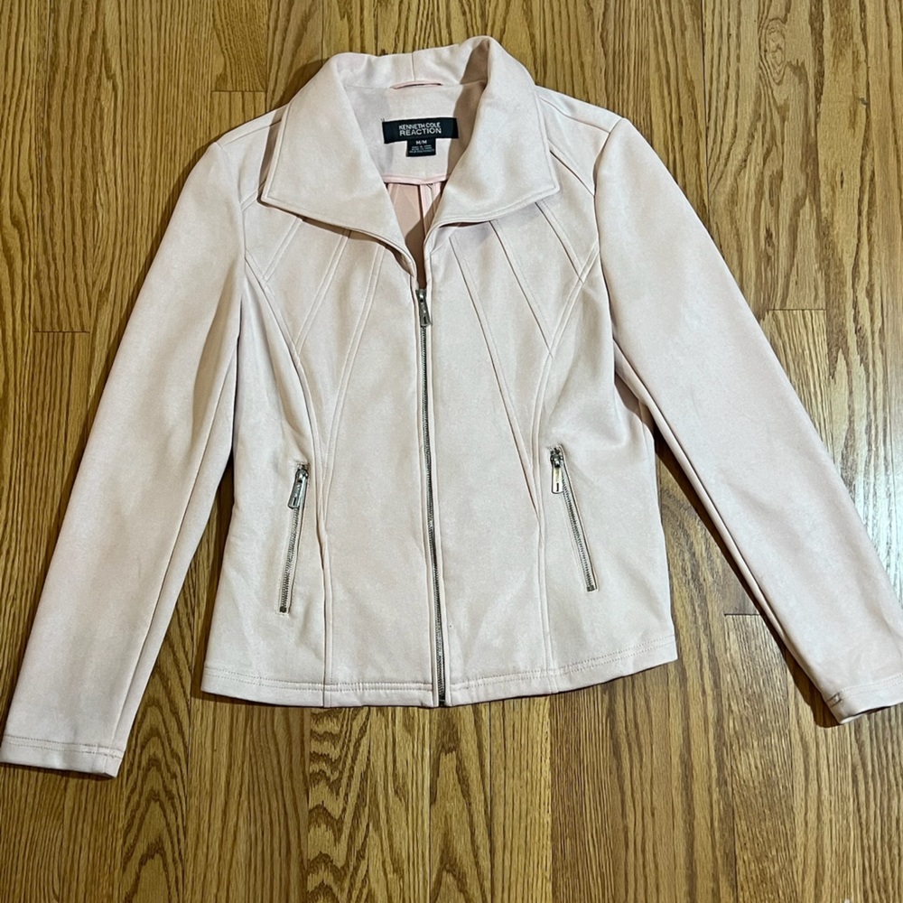 Kenneth Cole faux suede blush pink moto jacket - Size Medium